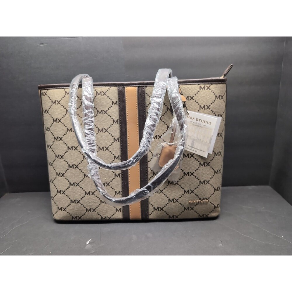 Max Studio Signature Woven Jacquard Collection Tote Bag Double Handle NEW w/Tags